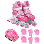 Flash Straight Row Roller Skating Shoes Suit for Kids and Adults - Medium Size - Red