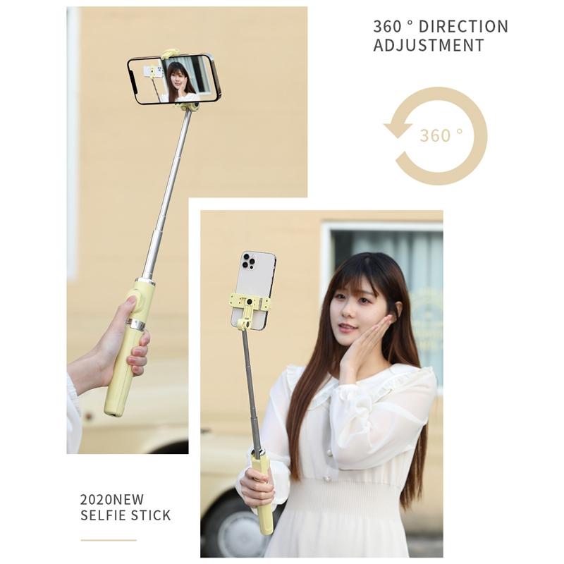 Bluetooth Remote Selfie Stick with Dual Fill Light and Tripod - Red