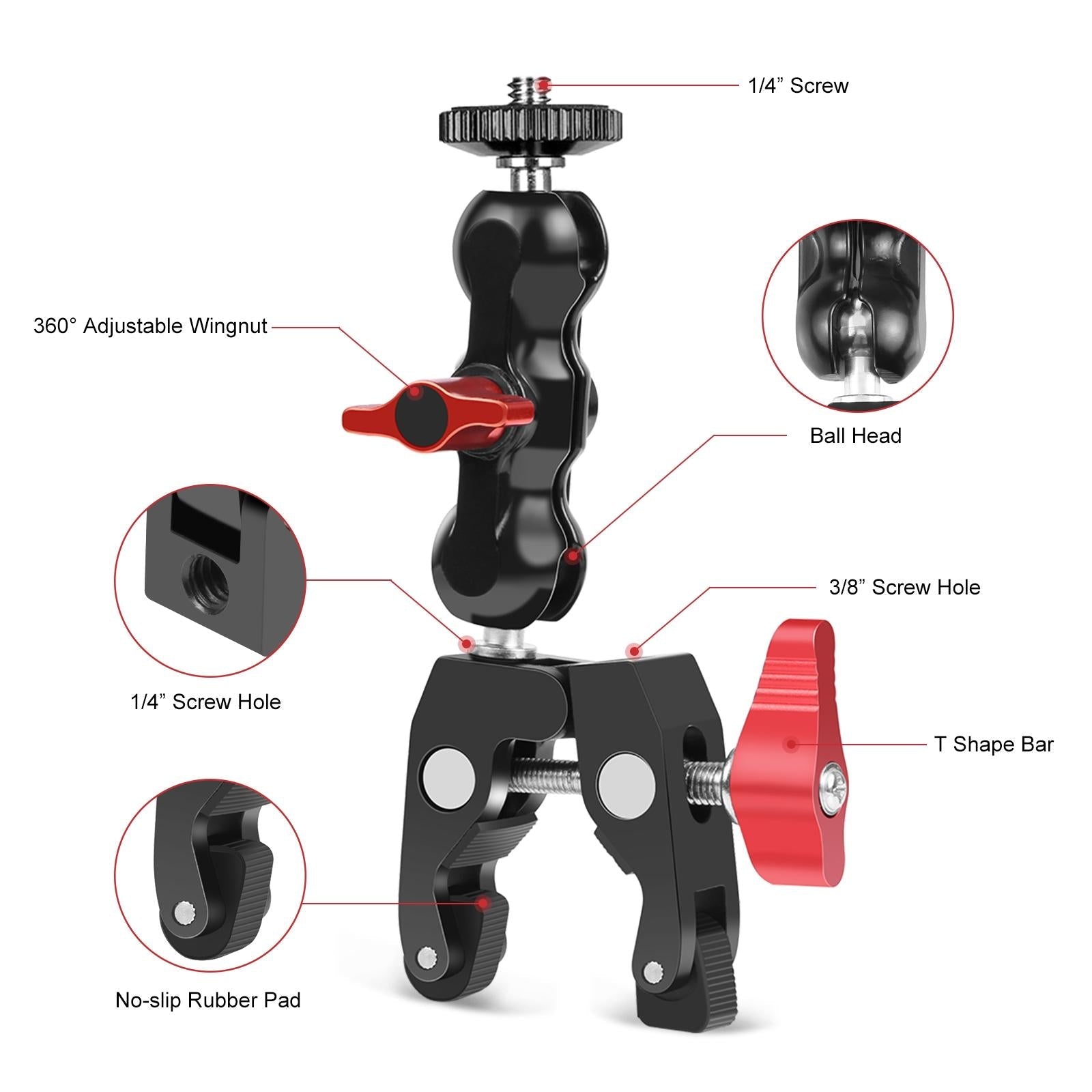 Versatile Magic Arm Clamp For Mounting - Red