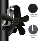 High Temp 5-blade Heat Powered Stove Fan for Fireplaces - Rose Red