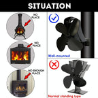 4-blade Heat Powered Fireplace Stove Fan - Aluminum - Rose Red