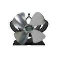 High Temperature 4-blade Heat Powered Stove Fan for Fireplaces - Silver