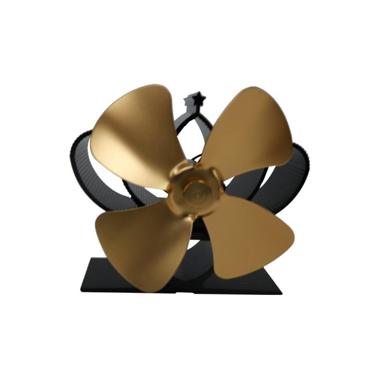 High Temperature 4-blade Heat Powered Stove Fan for Fireplaces - Silver