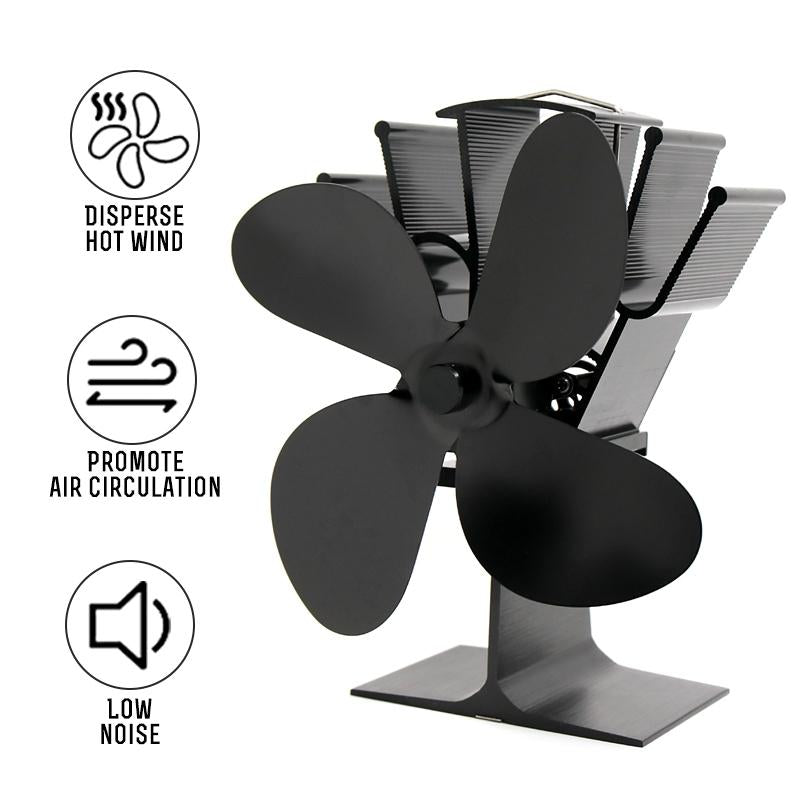 Eco-friendly Heat Powered Stove Fan for Wood / Gas / Pellet Stoves - Silver