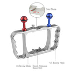 Aluminum Dual Handheld Diving Light Arm Mount for Action Cameras - Silver