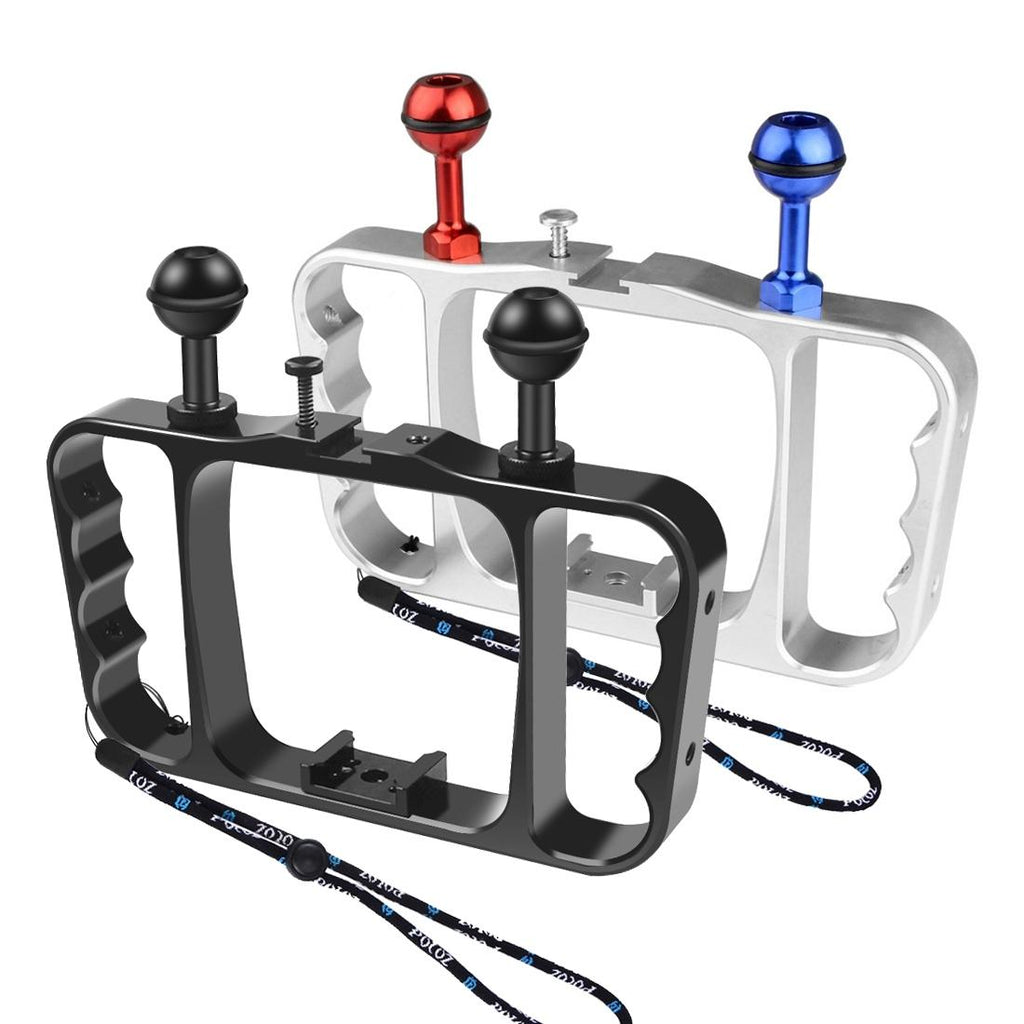 Aluminum Dual Handheld Diving Light Arm Mount for Action Cameras - Silver