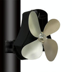 4-blade Heat Powered Fireplace Stove Fan - Aluminum - Silver