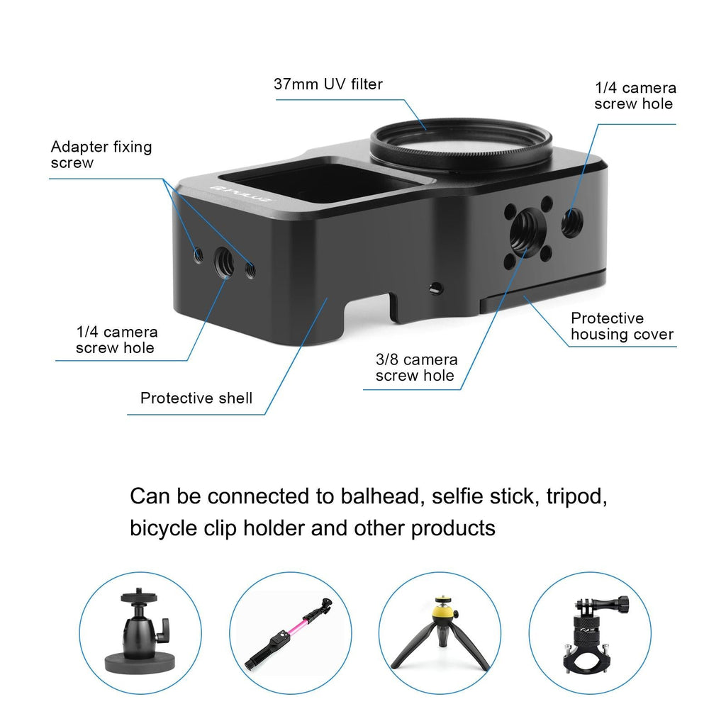 Aluminum Cage for Dji Action 2 - Cnc Alloy - Titanium Color