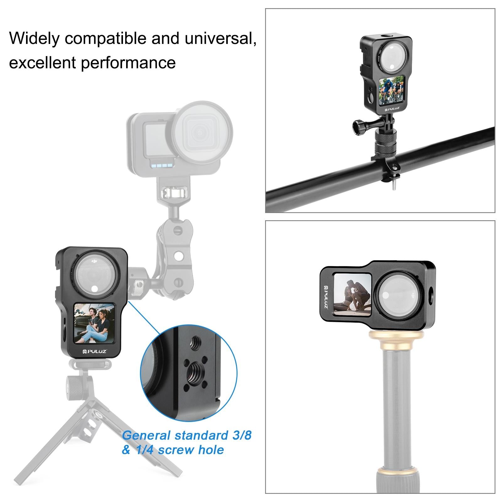 Aluminum Cage for Dji Action 2 - Cnc Alloy - Titanium Color