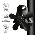 High Temp 5-blade Heat Powered Stove Fan for Fireplaces - Bronze