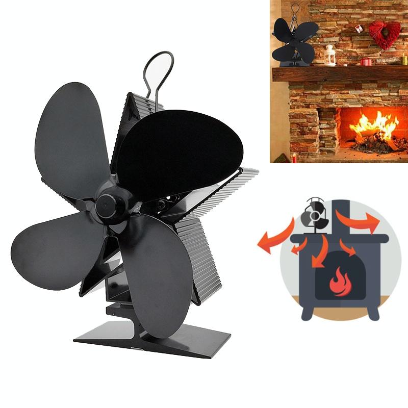 Efficient 4-blade Heat-powered Stove Fan - Aluminum - Bronze