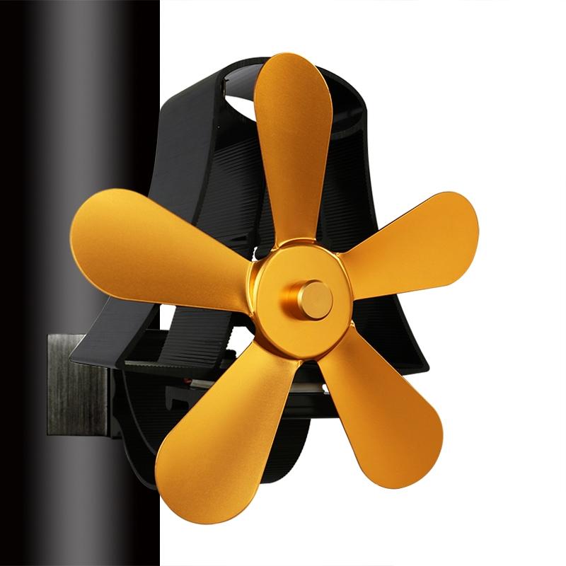 High Temp 5-blade Heat Powered Stove Fan for Fireplaces - White