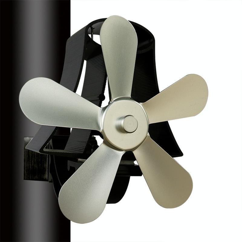 High Temp 5-blade Heat Powered Stove Fan for Fireplaces - White