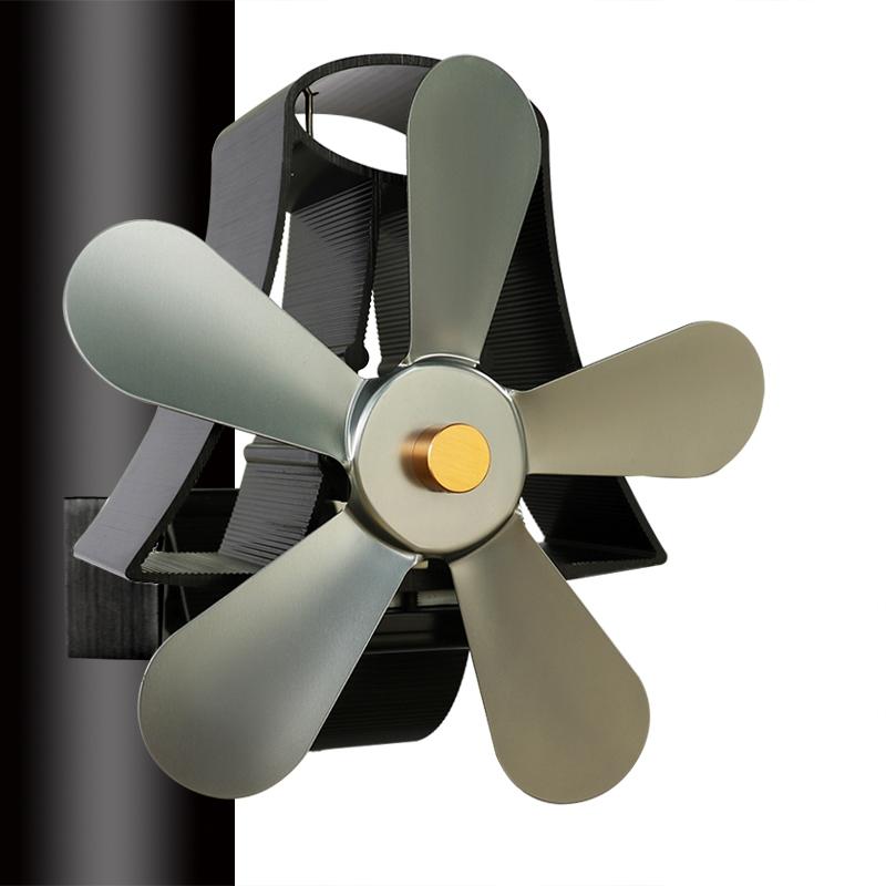 High Temp 5-blade Heat Powered Stove Fan for Fireplaces - White