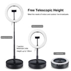10.2 Dual-colour Led Ring Light with Usb Bluetooth Remote and Phone Holder - White