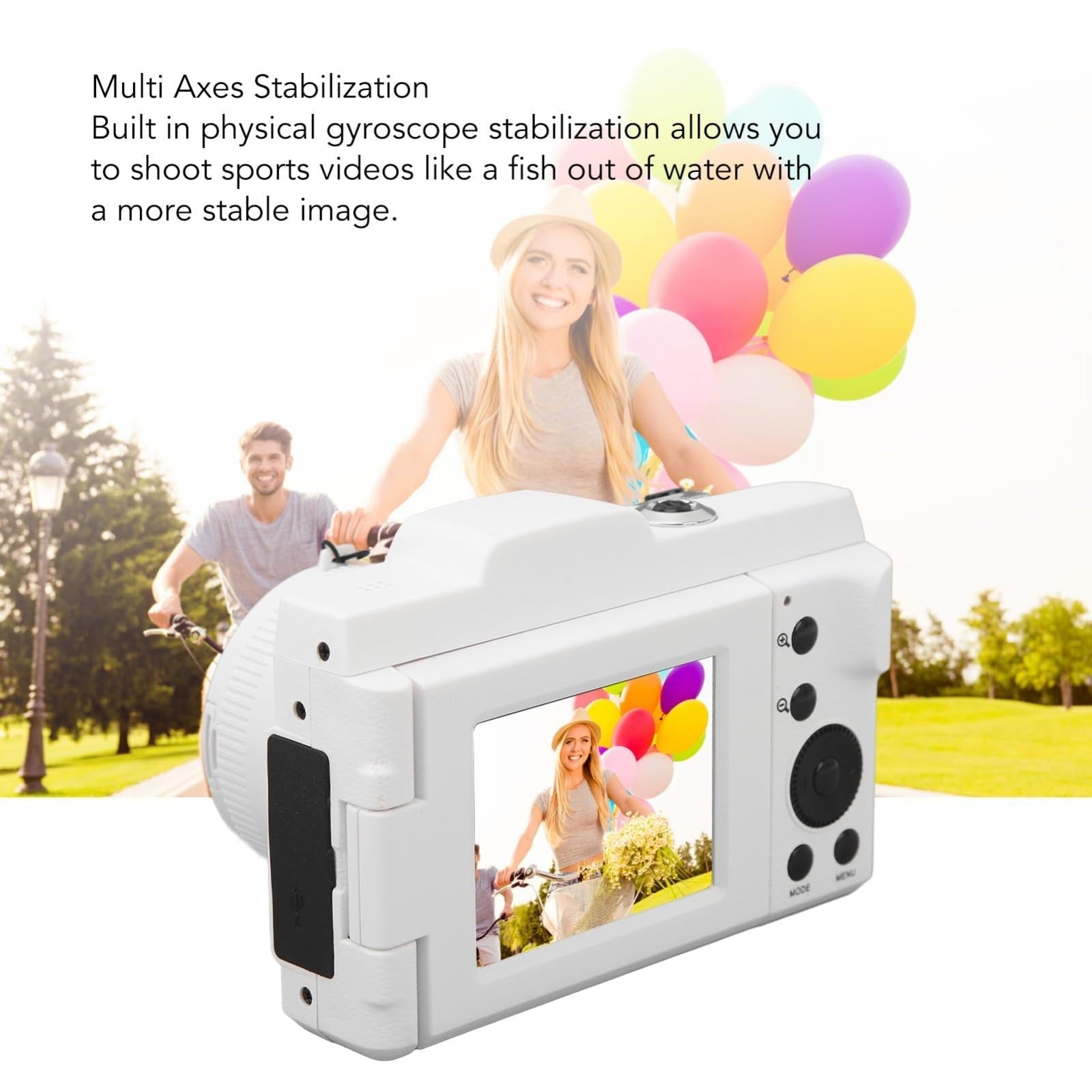 Hd 720p Recording Flip Screen Digital Camera with Interchangeable Lens and Infrared Lens - White