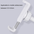 Universal Cell Phone Holder with Selfie Ring Light Microphone Clip & 3-colour Light Adjustment for Studio Recording Live Broadcast Ktv White