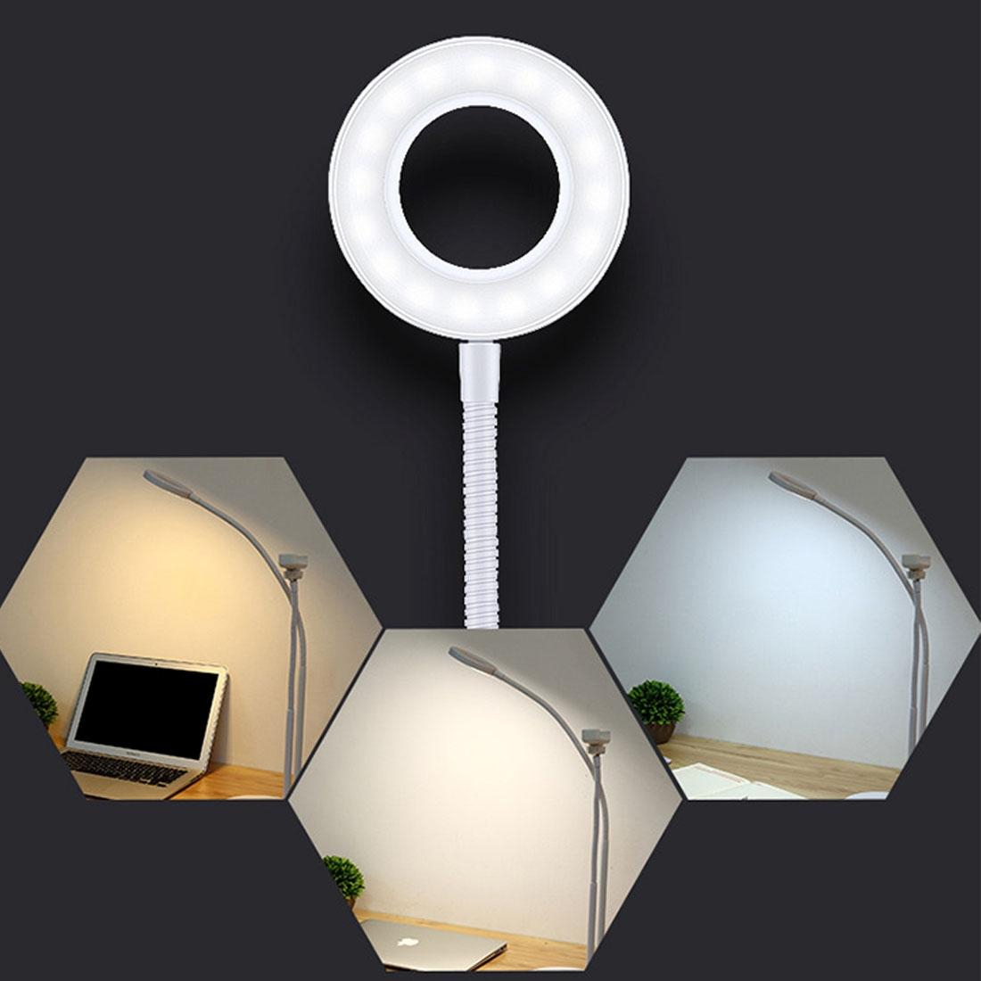 Universal Cell Phone Holder with Selfie Ring Light Microphone Clip & 3-colour Light Adjustment for Studio Recording Live Broadcast Ktv White