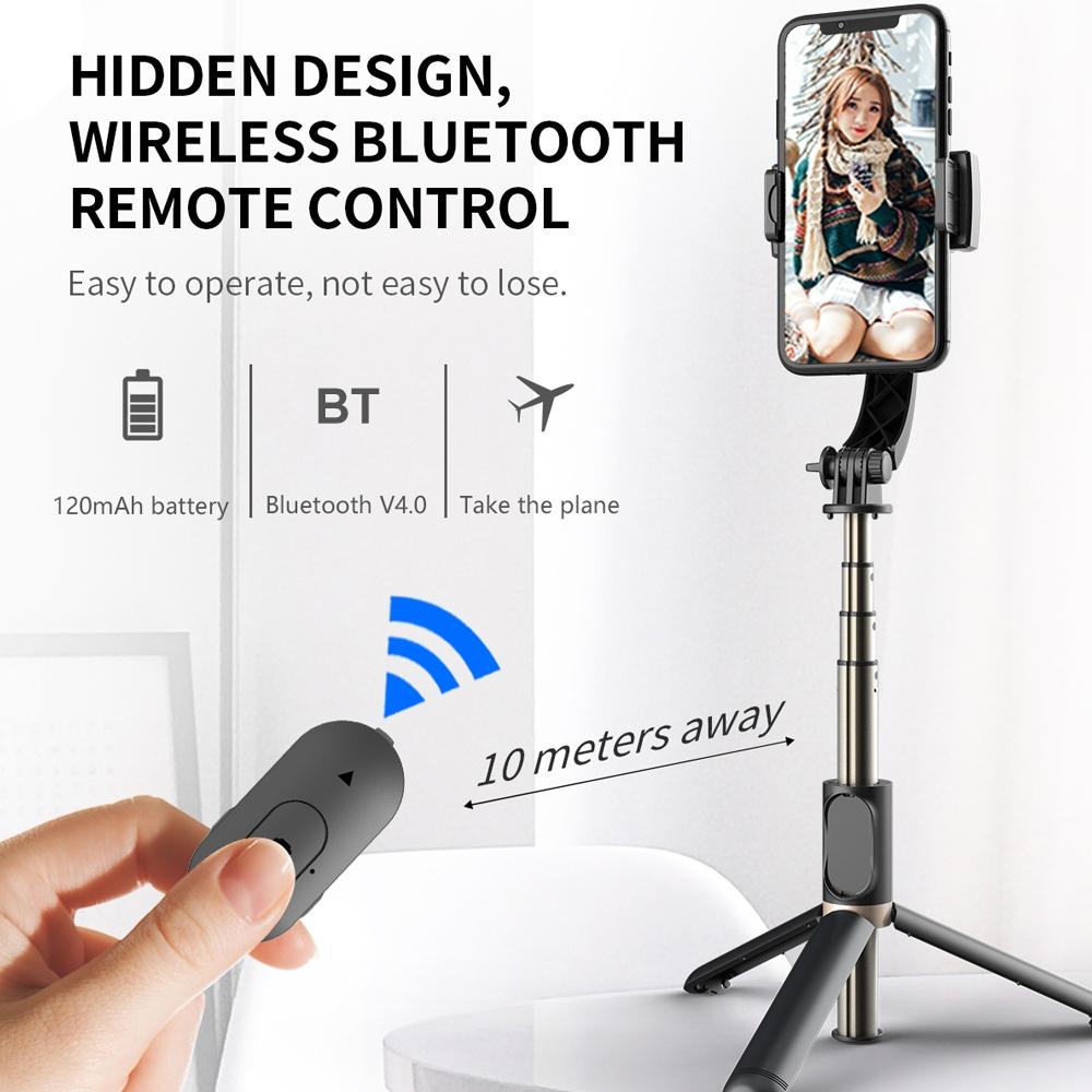 Bluetooth Gimbal Stabilizer with Remote and Tripod - White