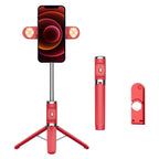 Bluetooth Remote Selfie Stick with Dual Fill Light and Tripod - Yellow