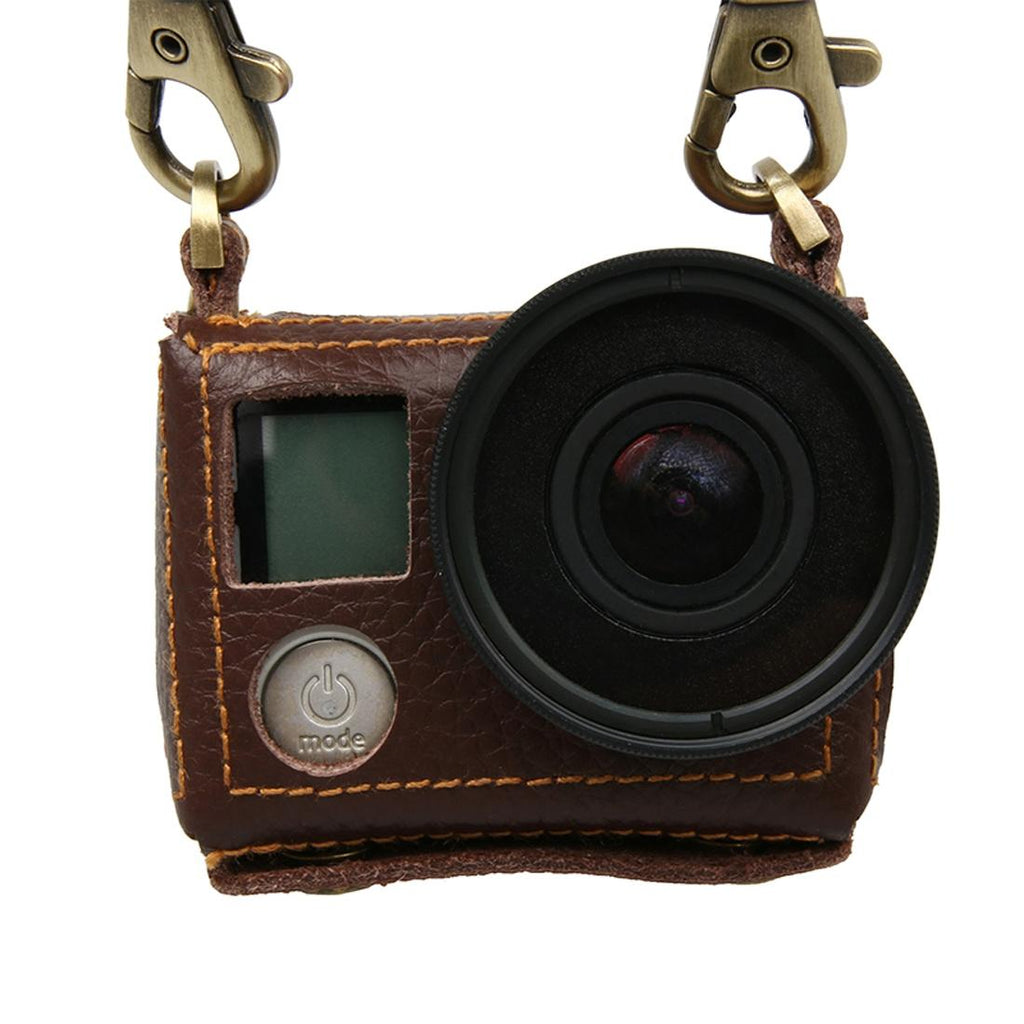 Genuine Leather Protective Case for Gopro Hero4 with Litchi Texture and Sling