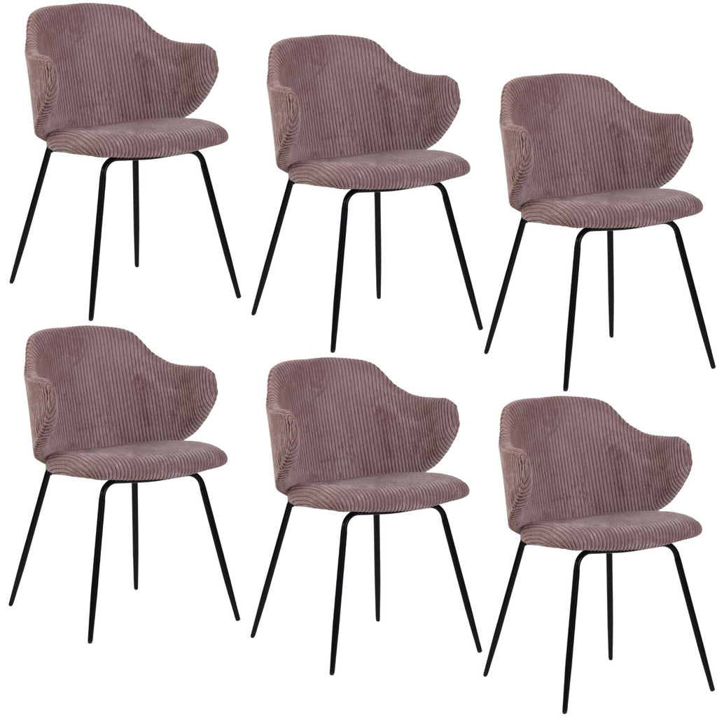 Set of 2 Dining Chairs with Corduroy Cord Fabric in Pink