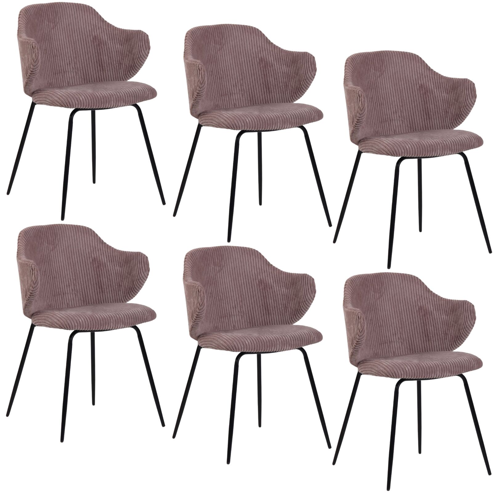 Set of 2 Dining Chairs with Corduroy Cord Fabric in Pink