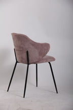 Set of 2 Dining Chairs with Corduroy Cord Fabric in Pink