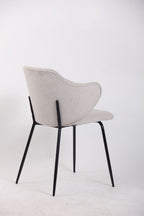 Set of 2 Dining Chairs Fabric with Metal Legs in Ivory Beige