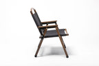 2x Bamboo Canvas Foldable Outdoor Camping Chair Wooden Travel Picnic Park - Black