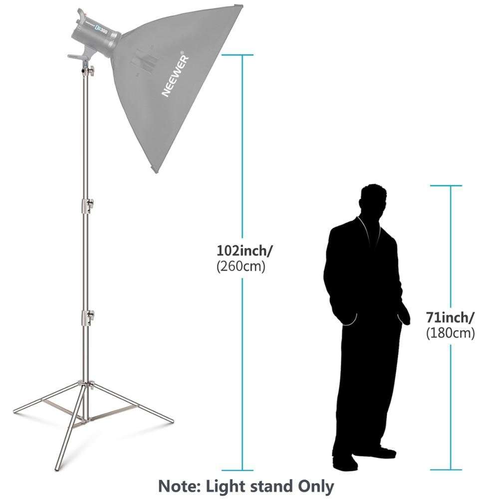 1Pcs Hridz 260cm Stainless Steel Heavy Duty with 1/4" to 3/8" adapter for Studio Softbox, Monolight and Other Photographic Equipment - 1-Stand