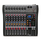 Hridz CT-80S Professional Audio Mixer â€“ 8 Channels Bluetooth USB Mixer with Effects, 48V Phantom Power, and Built-in Sound Card, 8 Channels Audio Sound Mixer Mixing DJ Console USB with 48V Phantom Power