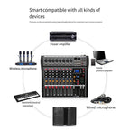 Hridz CT-80S Professional Audio Mixer â€“ 8 Channels Bluetooth USB Mixer with Effects, 48V Phantom Power, and Built-in Sound Card, 8 Channels Audio Sound Mixer Mixing DJ Console USB with 48V Phantom Power