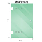 90x80cm Corner Frameless Shower Screen with Gold Brackets and SS Hinges, Round Handle