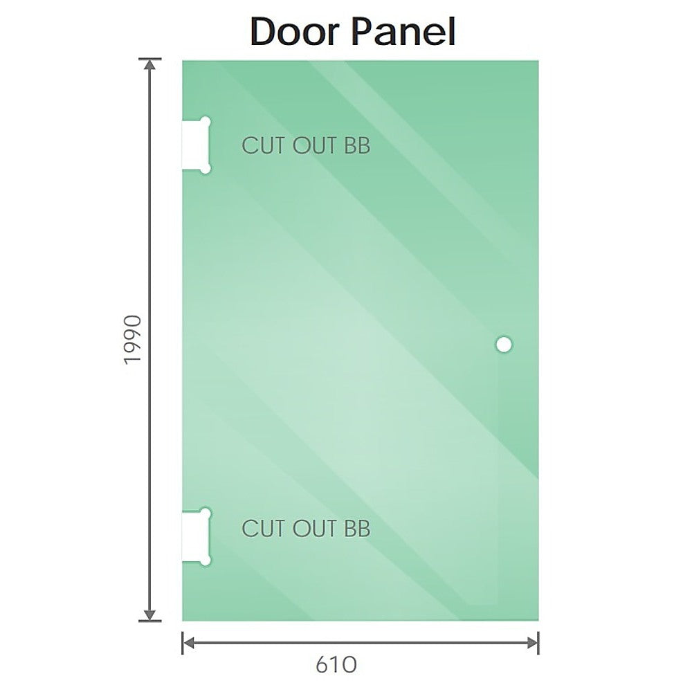 90x80cm Corner Frameless Shower Screen with Gold Brackets and SS Hinges, Round Handle