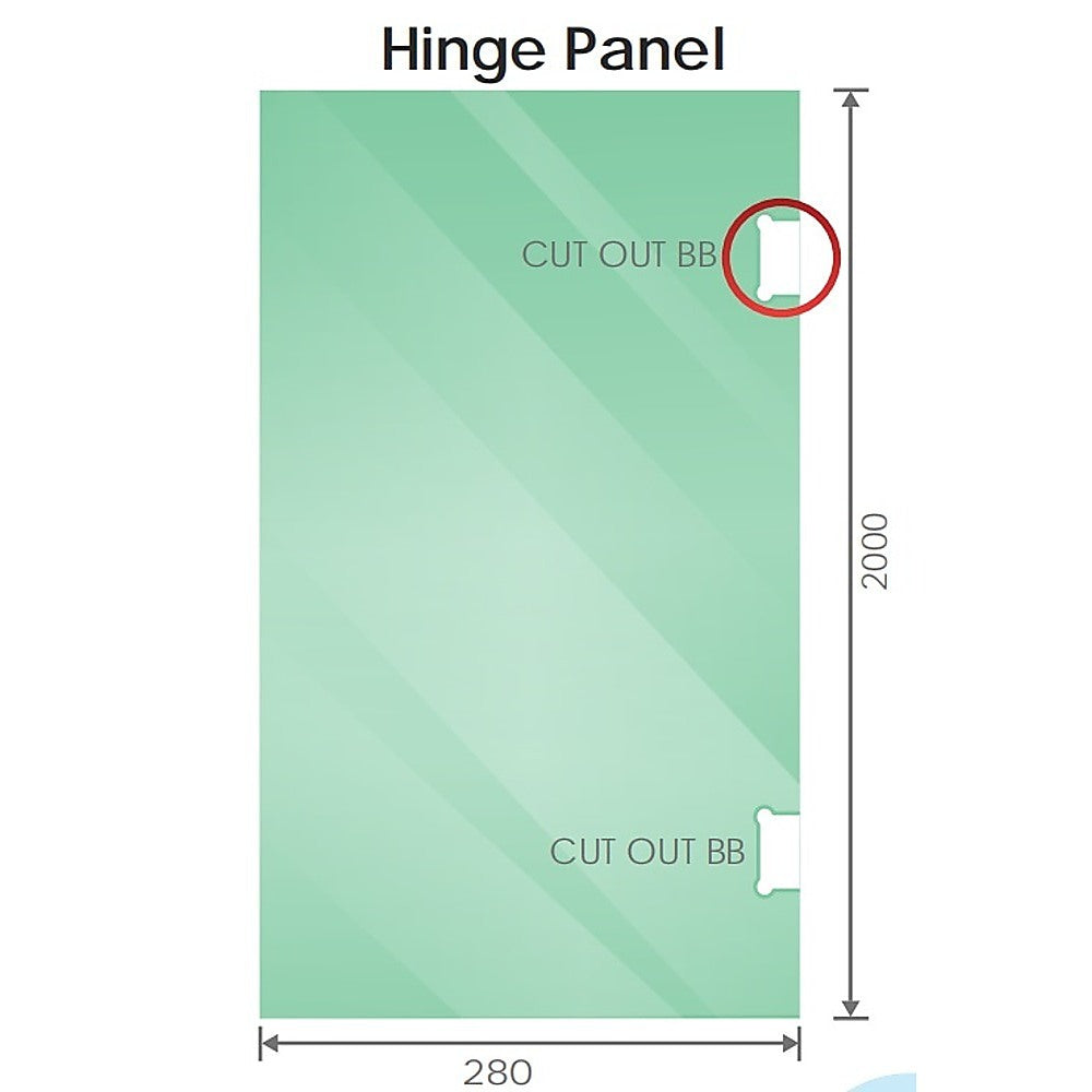 90x80cm Corner Frameless Shower Screen with Gold Brackets and SS Hinges, Round Handle