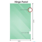 90x80cm Corner Frameless Shower Screen with Gold Brackets and SS Hinges, Round Handle