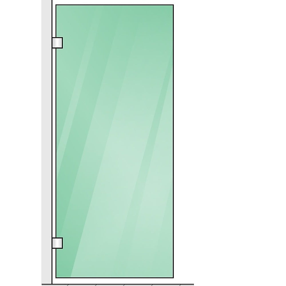90x80cm Corner Frameless Shower Screen with Gold Brackets and SS Hinges, Round Handle