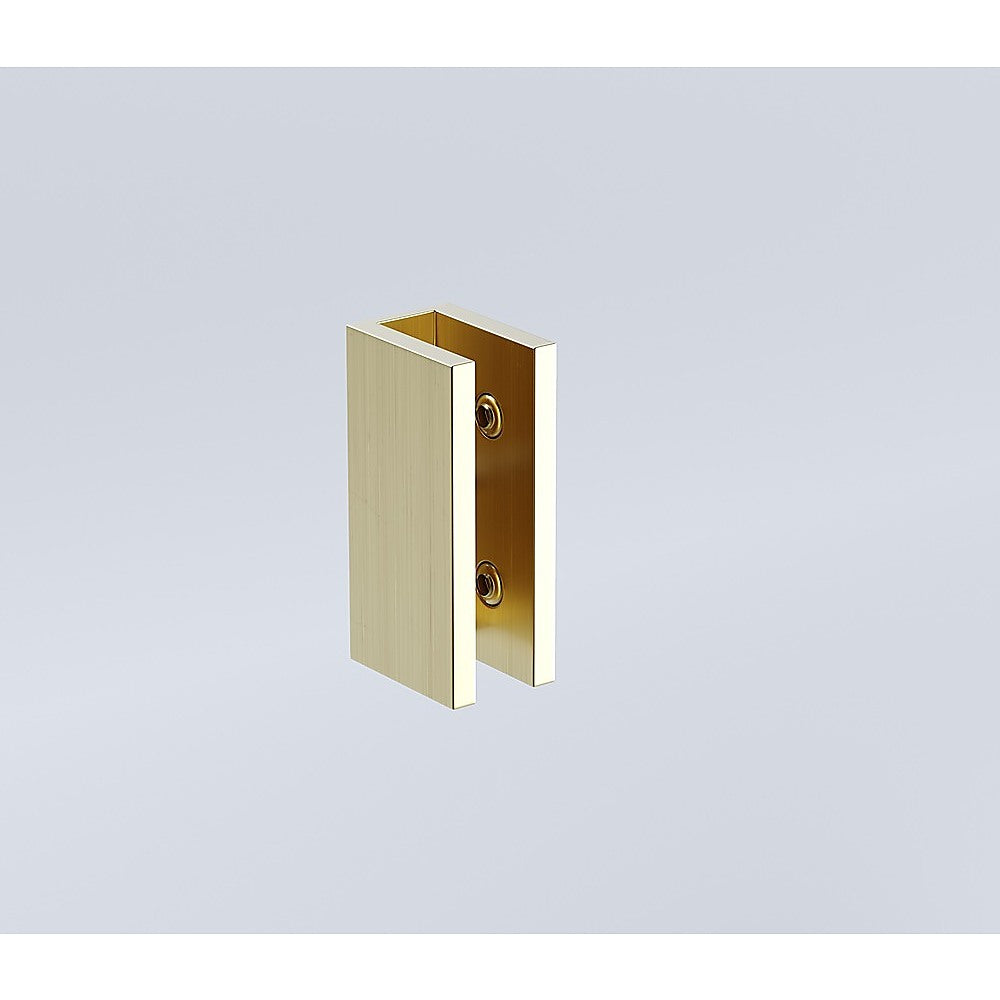 90x80cm Corner Frameless Shower Screen with Gold Brackets and SS Hinges, Round Handle