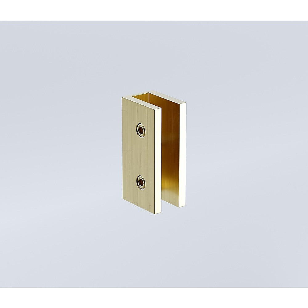 90x80cm Corner Frameless Shower Screen with Gold Brackets and SS Hinges, Round Handle