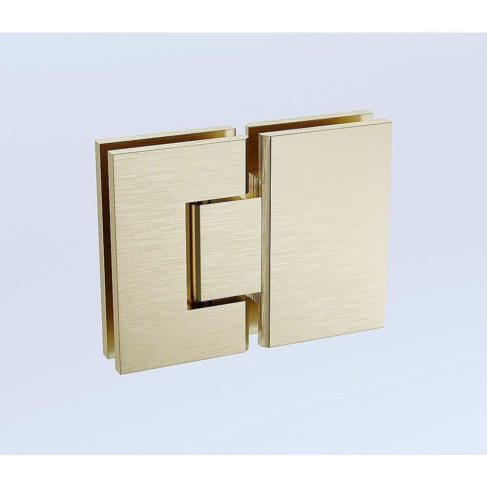 90x80cm Corner Frameless Shower Screen with Gold Brackets and SS Hinges, Round Handle