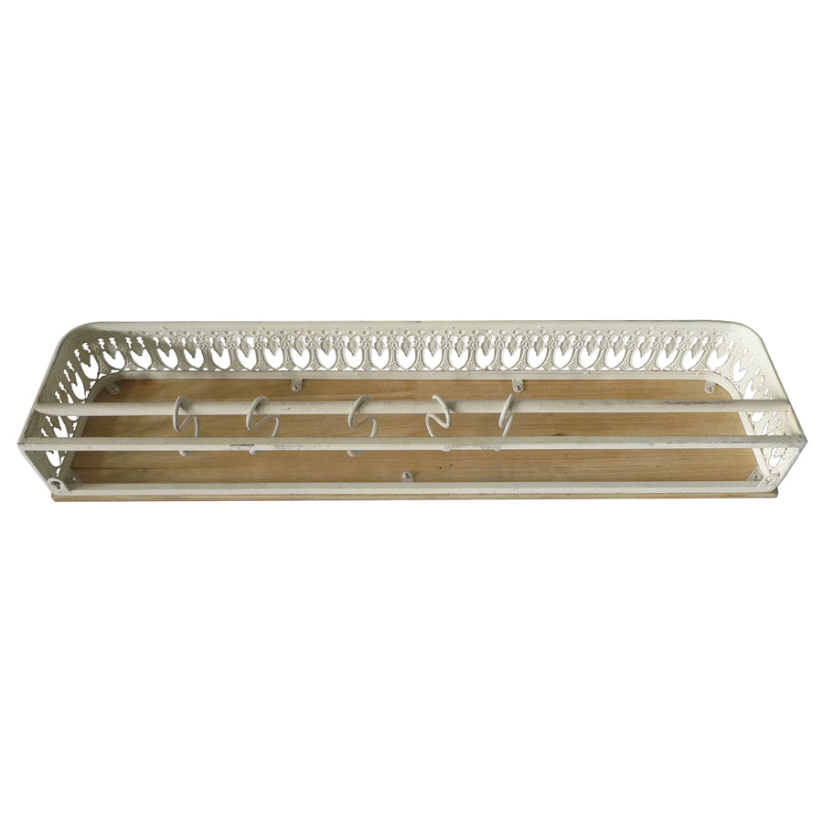 Martinique Classic Wall Shelf w Removeable Hooks 80cm