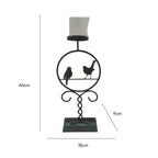 Pillar Candleholder w 2 Birds 46cm