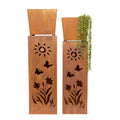 Set 2 Nested Square Pilla Rust 'Sunsihine' Planters 93cm, 86cm