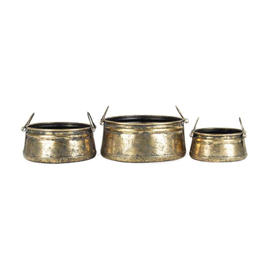 Set 3 Nested Vintage Pots Handles 38x17cm