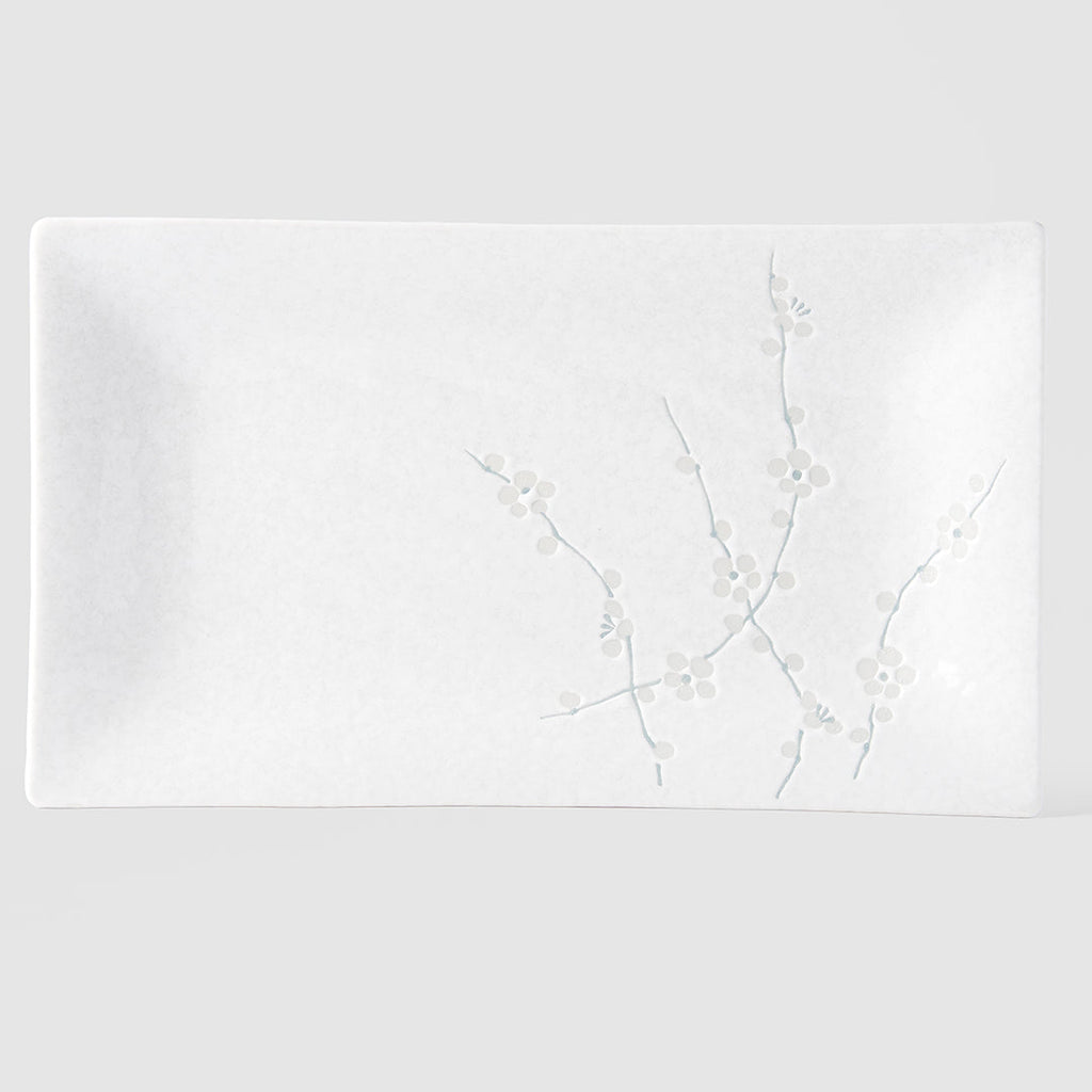 Platter Rectangular 33cm White Blossom Glaze