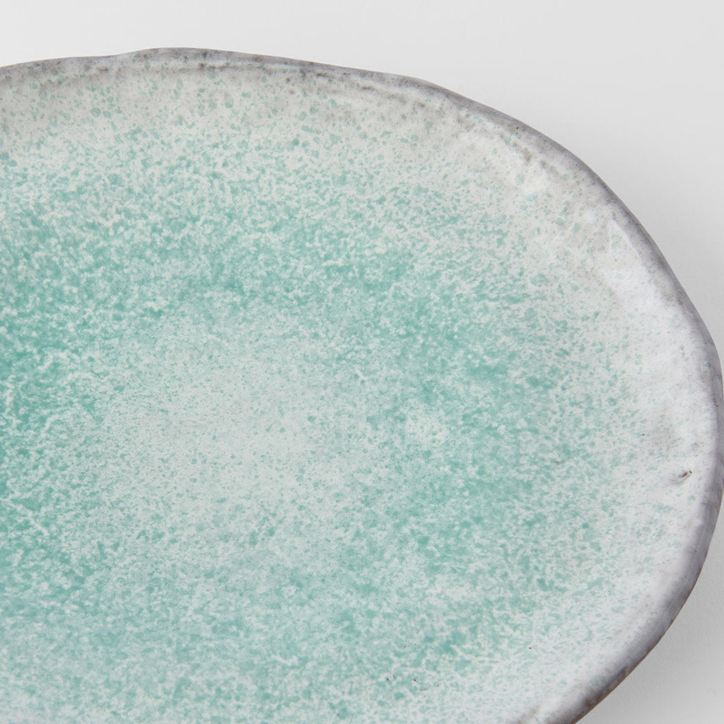 Plate Oval 25cm Aqua Splash Glaze