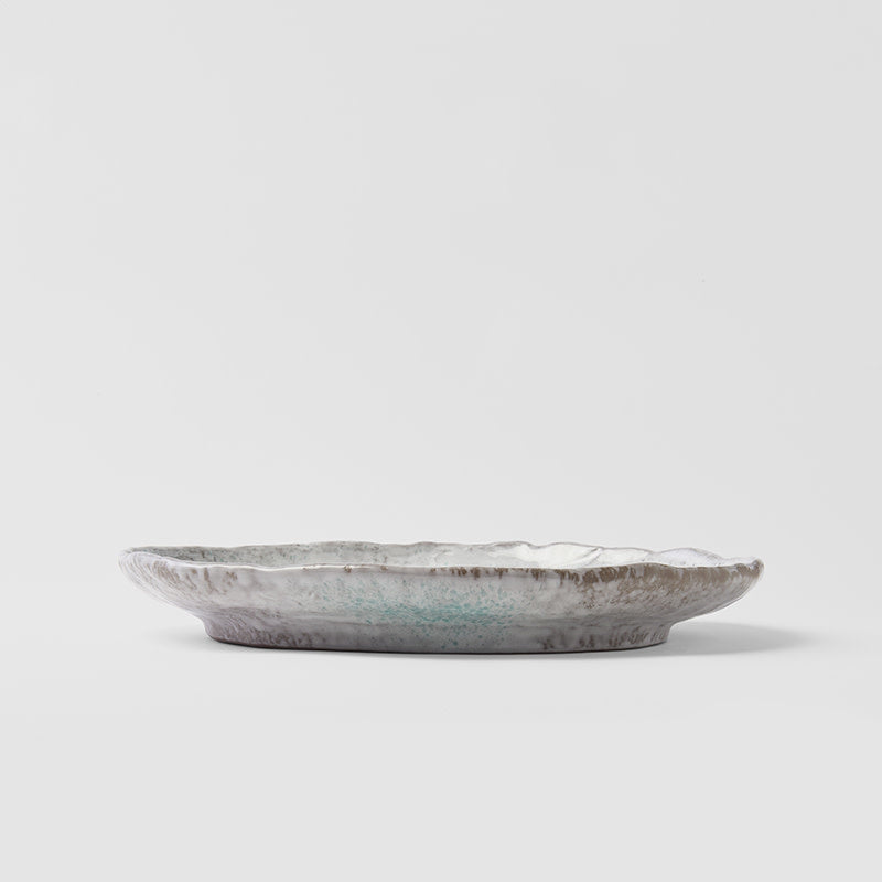 Plate Oval 30cm Aqua Splash Glaze
