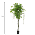 Flowering Artificial Wisteria with White Flowers 180cm