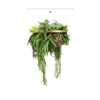 Gold Framed Roof Hanging Disc With Tropical Foliage and Draping Ferns 60cm UV Resistant